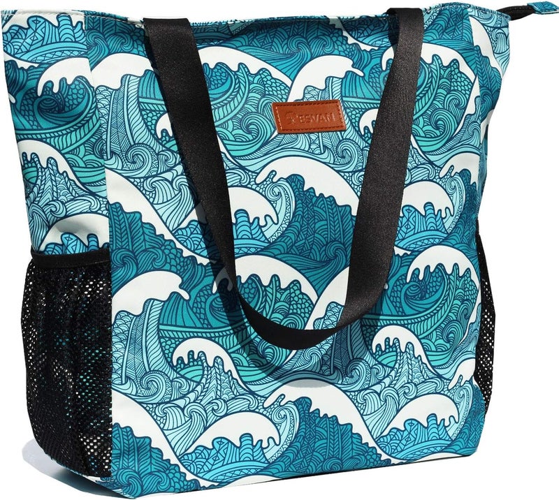 ESVAN Original Floral Water Resistant Large Tote Bag Shoulder Bag for Gym Beach Travel Daily Bags Upgraded - Image 1